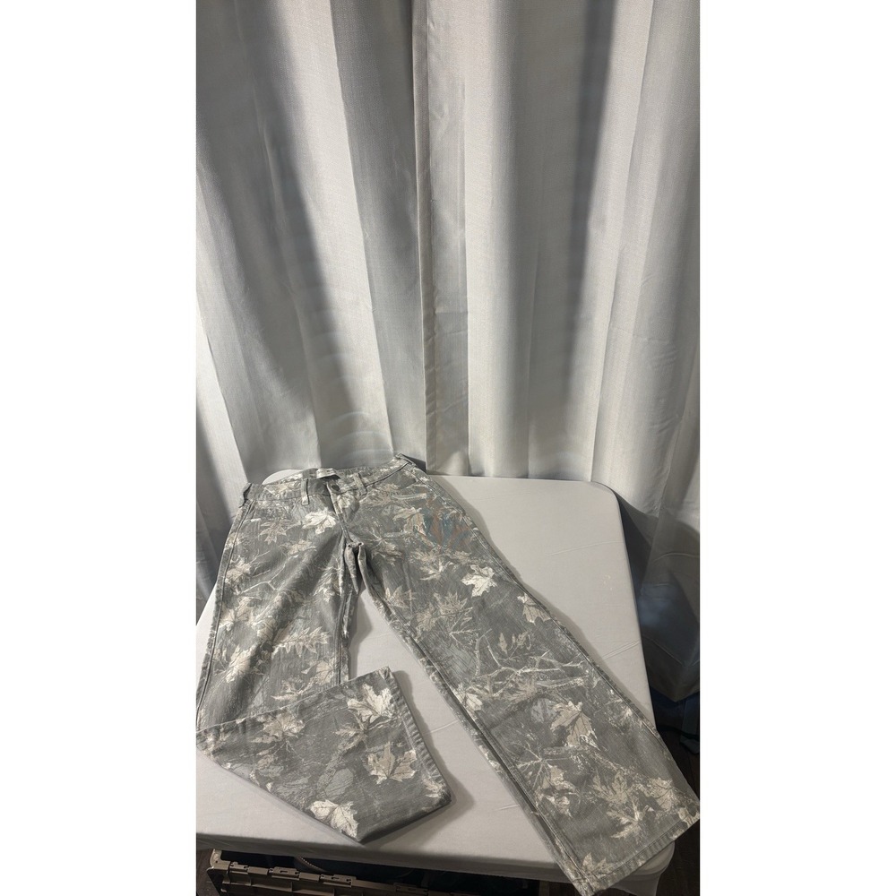 Hollister Gray Floral Wide Leg Jeans